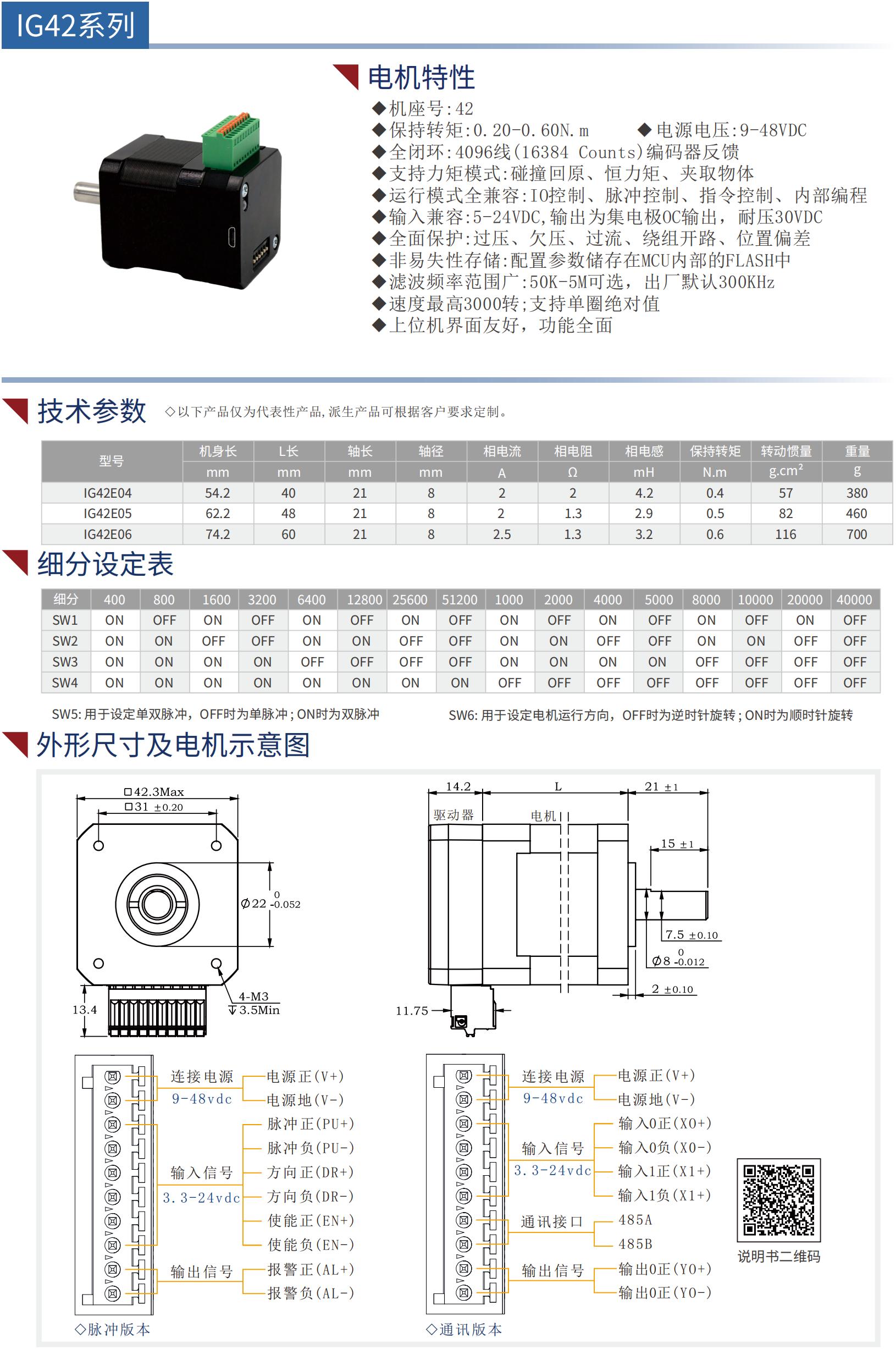 IG系列42集成式步進(jìn)伺服電機(jī)(閉環(huán))