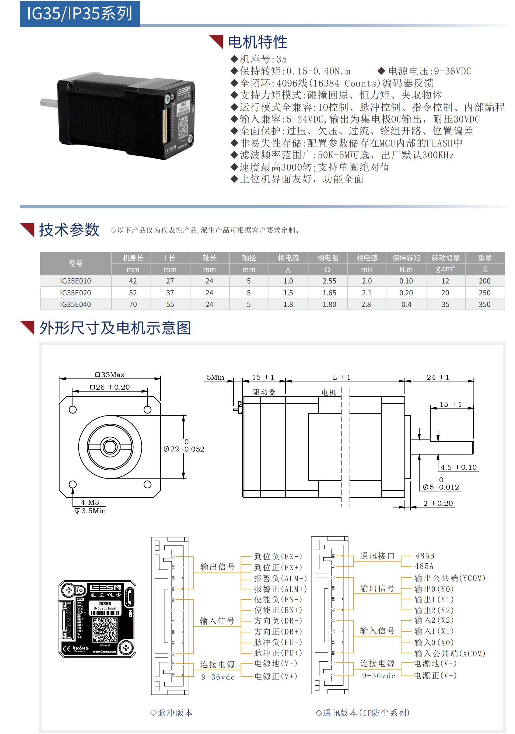 IG系列35集成式步進(jìn)伺服電機(jī)(485通訊）