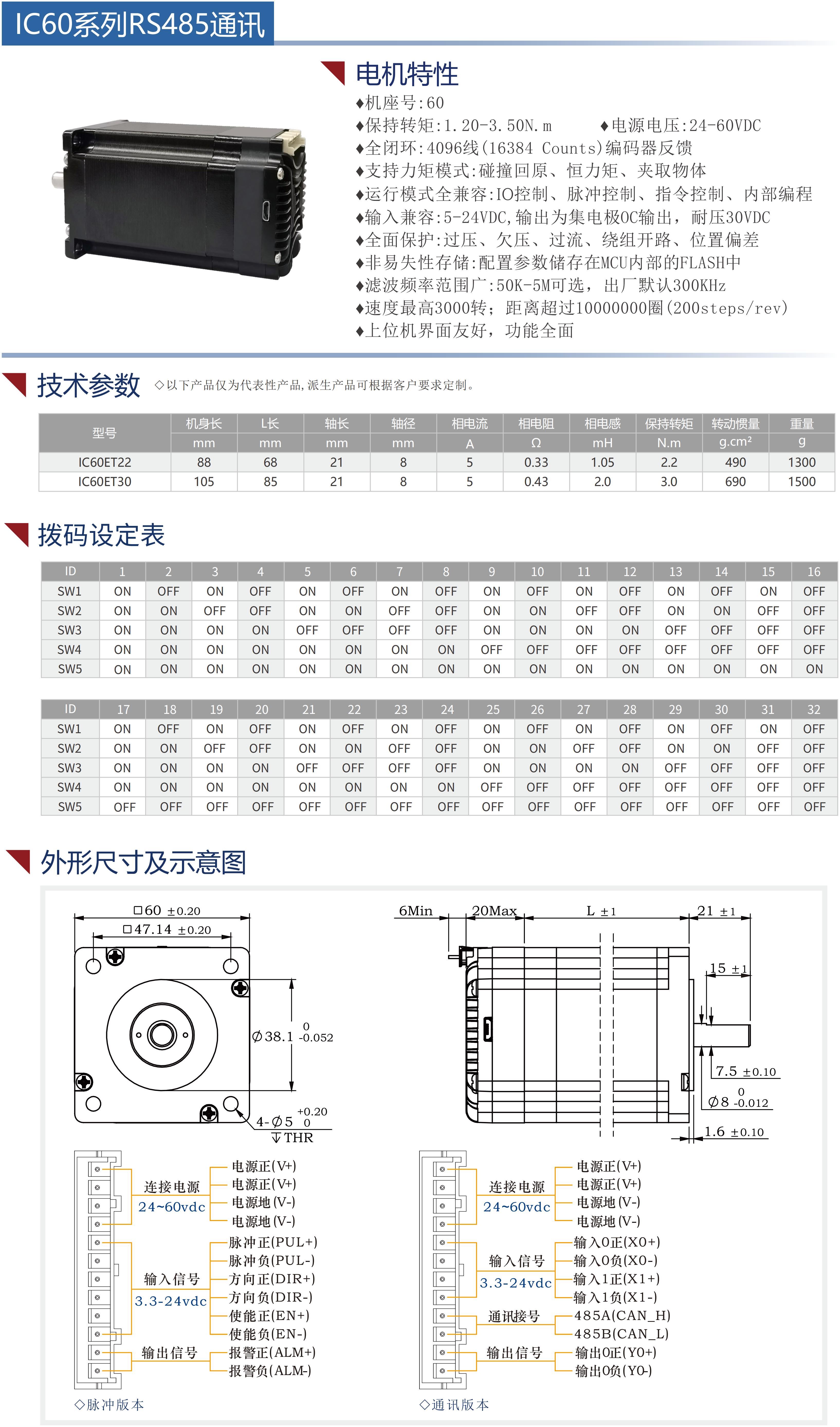 60集成式步進(jìn)伺服電機(jī)（485通訊）